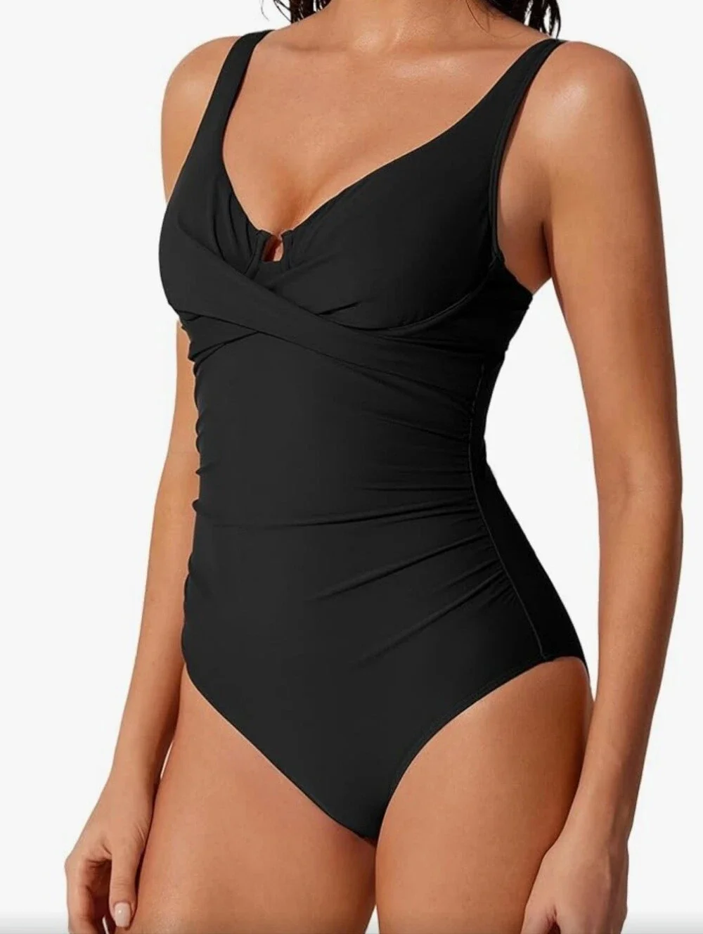 CiCiBird. Classic Black One-Piece Swim Suit - Supportive V-Neck. Medium. NWT.
